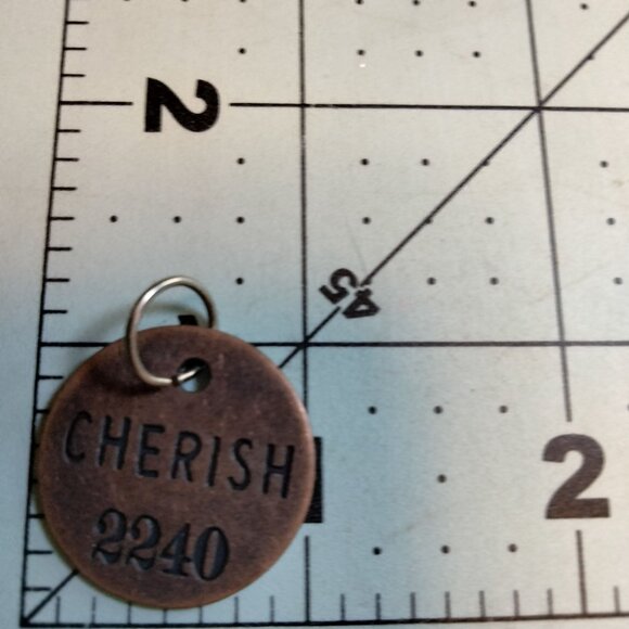 Cherish 2240 Engraved Metal Tag Pendant Rustic Primitive Dog Tag - Picture 2 of 3